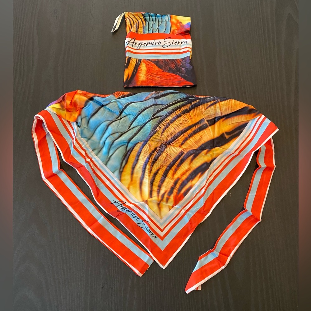 Argemiro Sierra Colorful Abstract Print Face Mask Silky Bandana New